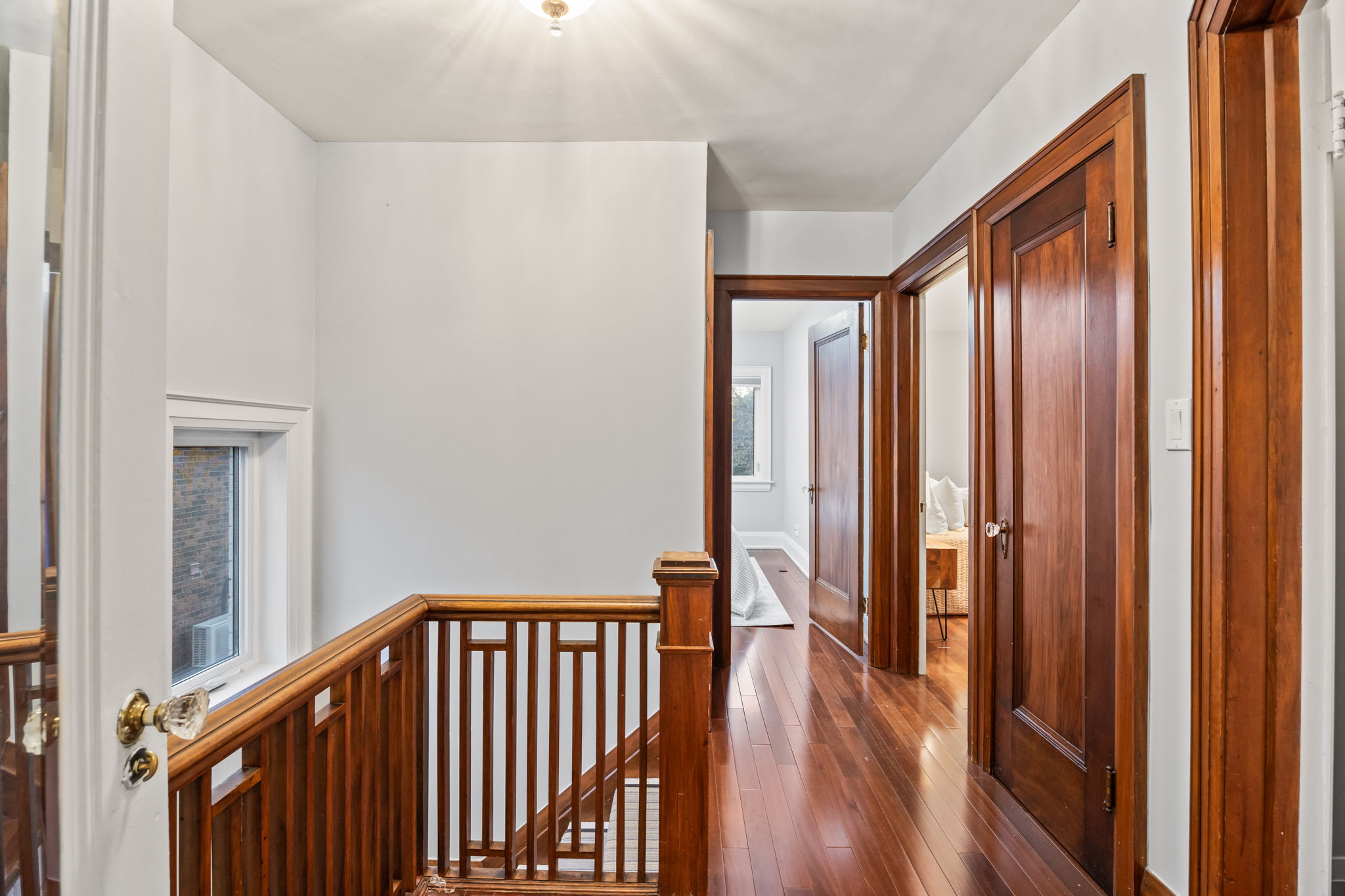 The second floor is defined by its handsome oak finishes. 