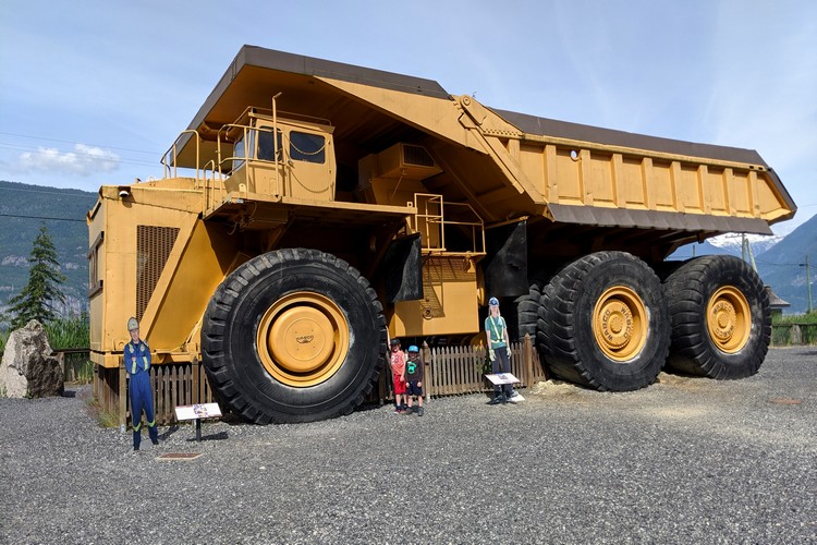 big yellow dump truck at Britannia Mine Museum
