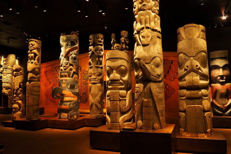 Totem poles, First Peoples Galley, Royal BC Museum, Victoria, British Columbia