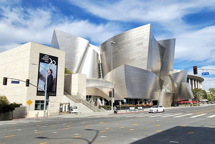 Walt Disney Concert Hall in downtown Los Angeles. Interesting architecture in Los Angeles