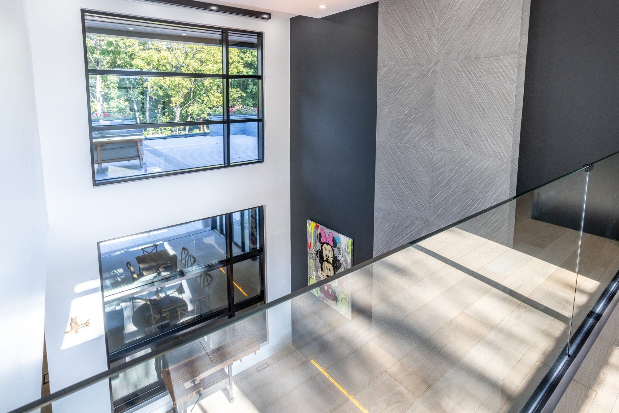 This second-floor landing connects all of the bedrooms. 