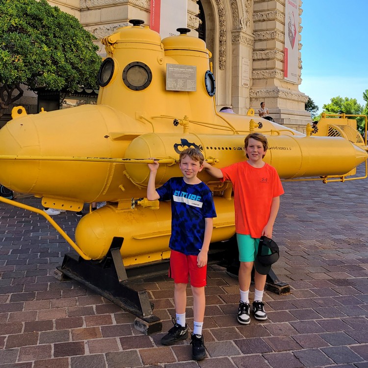 The Yellow Submarine in front of the Oceanographic Museum of Monaco