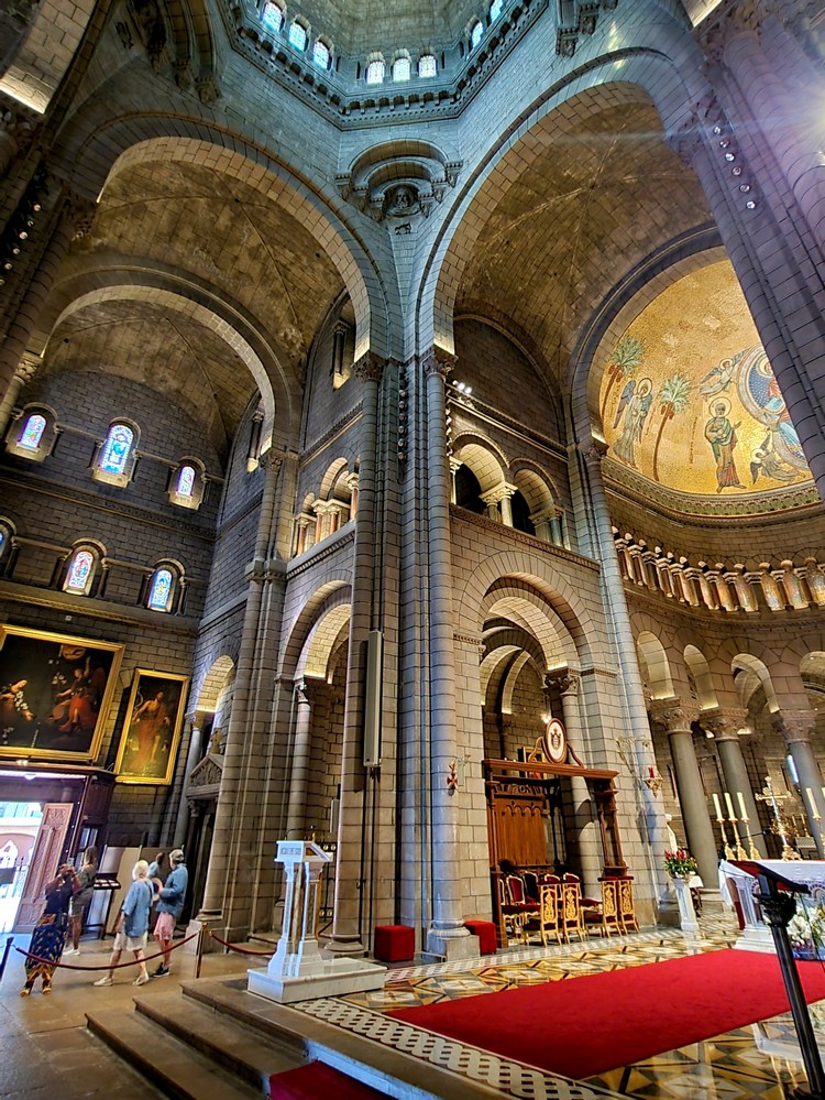 inside the Cathédrale de Monaco, Saint Nicholas Cathedral, a Romanesque Catholic cathedral dedicated to Saint Nicholas, dating from the 19th century, located on The Rock of Monaco tourist attractions