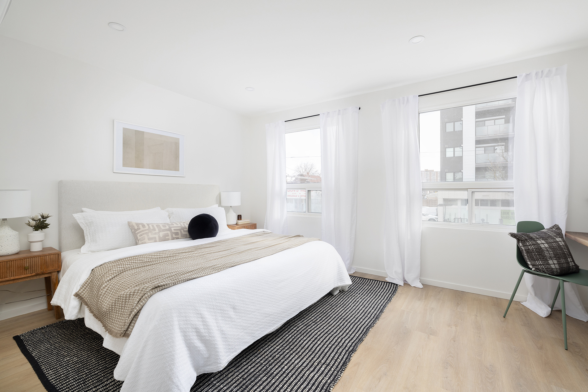 The king-sized main bedroom overlooks St. Clair. 