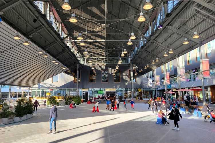 outdoor skating rink at The Shipyards in North Vancouver