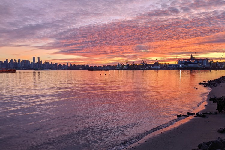 sunset views from King Mills Park in North Vancouver British Columbia