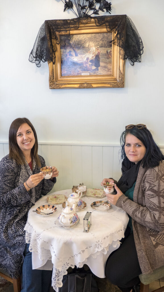 Lauren and Ashley having tea in Galway