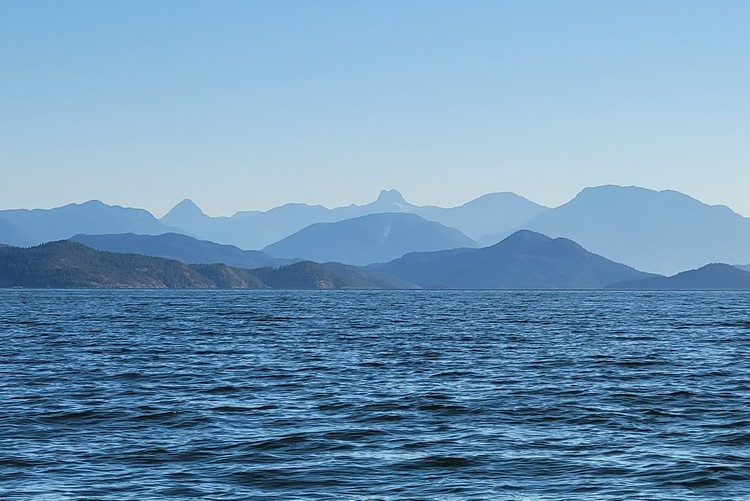 landscape and mountains of Discovery Islands in British Columbia