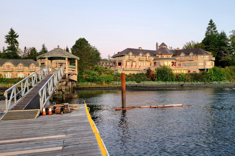 view of Painter's Lodge fishing resort in Campbell River on Vancouver Island, British Columbia salmon fishing resort