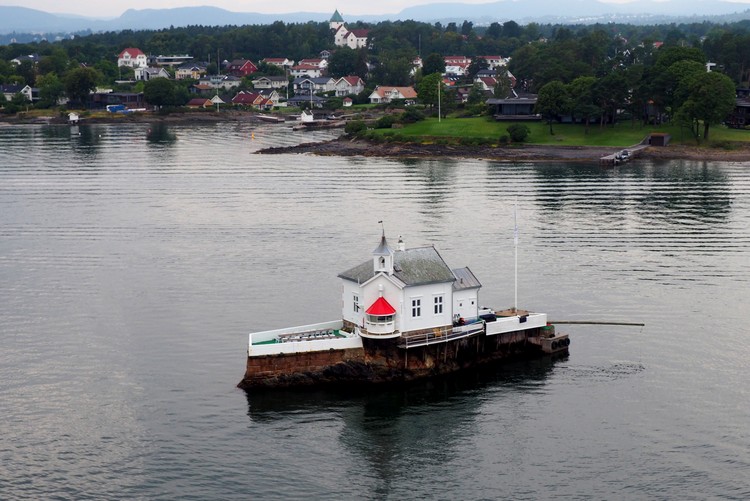 lighthouse house in Oslo fjord, view on DFDS Ferry from Oslo To Copenhagen, Norway to Denmark ferry travel 