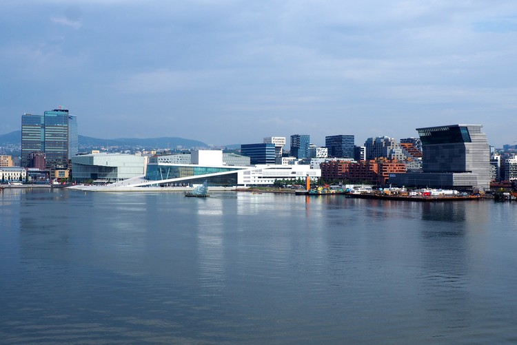 view of Oslo skyline from observation deck on DFDS Ferry from Oslo To Copenhagen