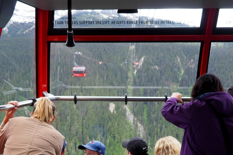 inside cabin on Peak to Peak Gondola 360 experience Whistler British Columbia