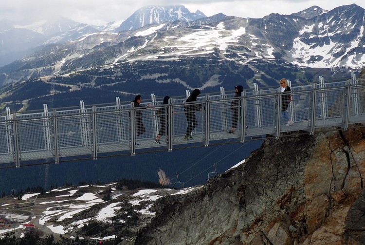 views of Cloudraker Skybridge from Whistler Peak, things to do in Whistler this summer