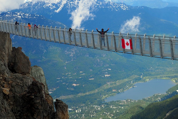 views from Cloudraker suspension bridge on Whistler Peak 