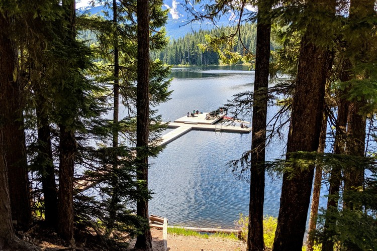 Views of Lost Lake from the hiking trail Whistler British Columbia