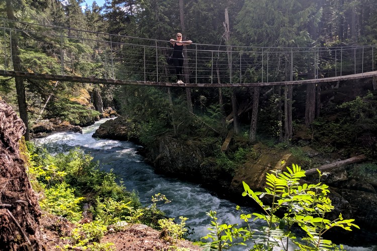 Cheakamus River Suspension Bridge, also known as the Whistler Train Wreck Bridge, things to do in Whistler this summer