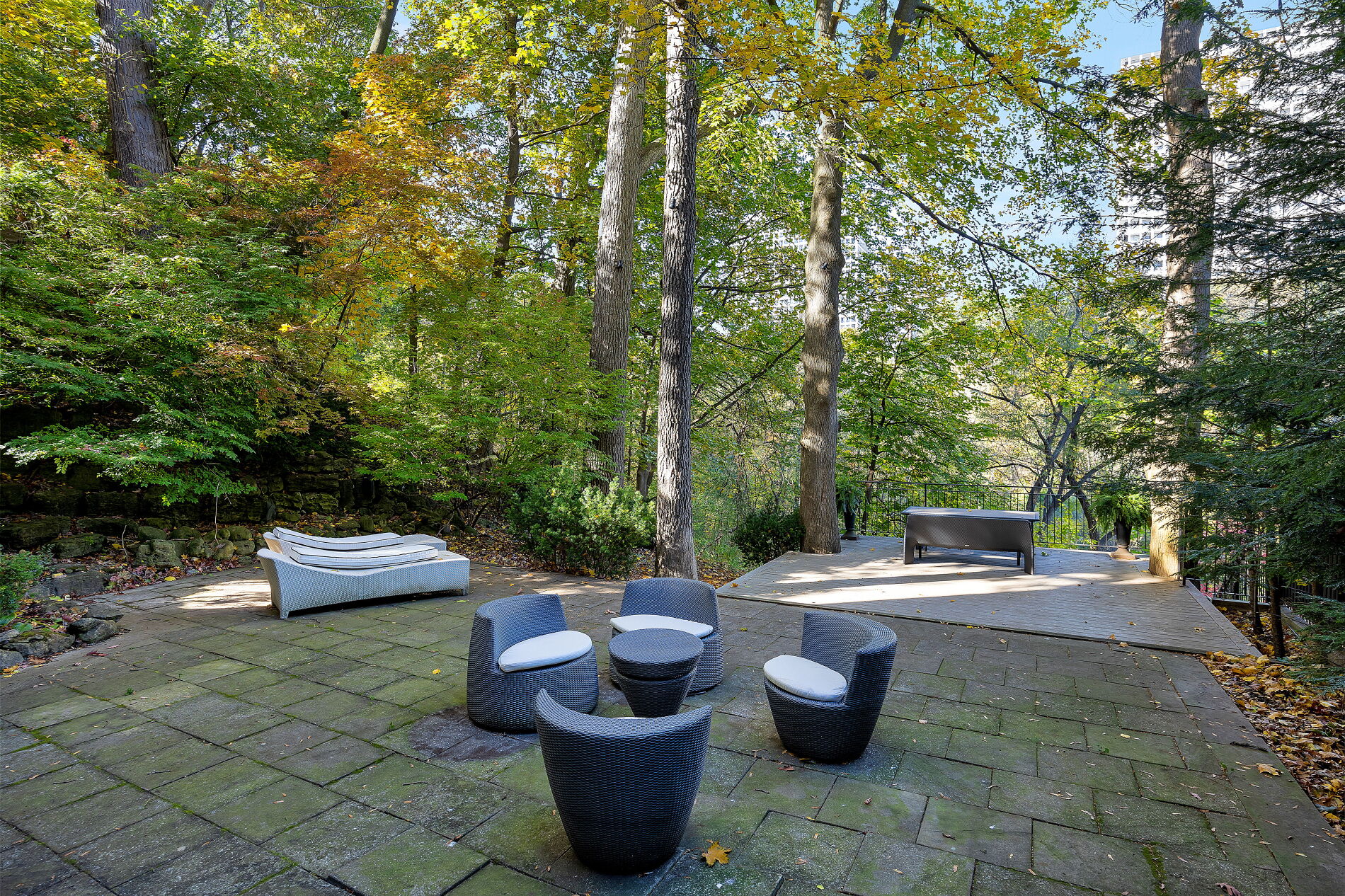 Perhaps the home's greatest feature is the patio view of Nordheimer Ravine. 