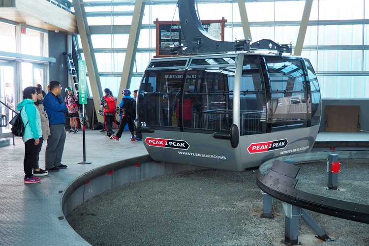 Peak to Peak Gondola with glass bottom, silver gondola Whistler Mountain, British Columbia, Canada