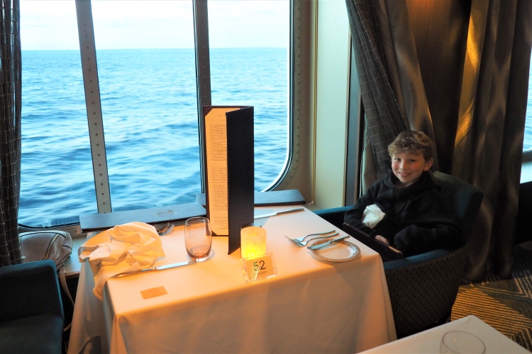 window seat at Taste restaurant on Norwegian Bliss cruise ship, Mexican Riviera cruise from Los Angeles