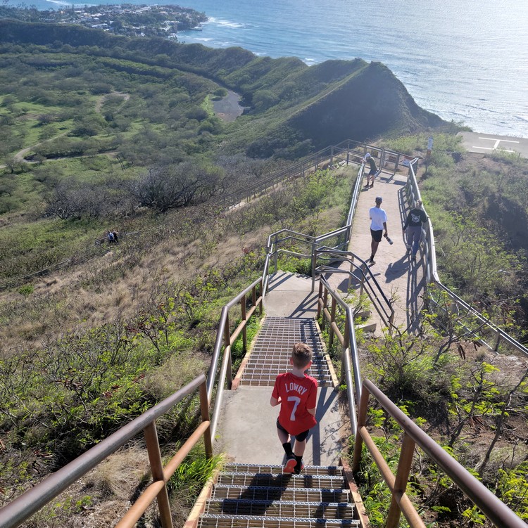 kids hiking the Diamond Head hike, Honolulu outdoor activities for families