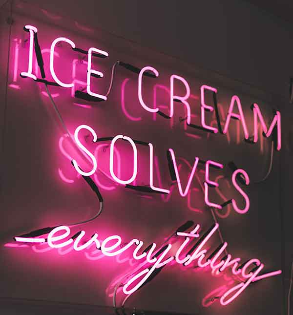 ToDoOntario, ice cream solves everything, neon sign