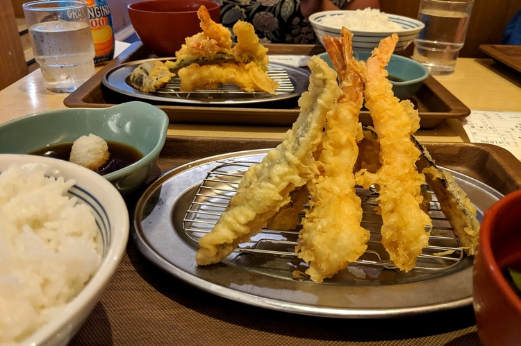 Japanese food, tempura prawn and vegetable at Tokyo restaurant