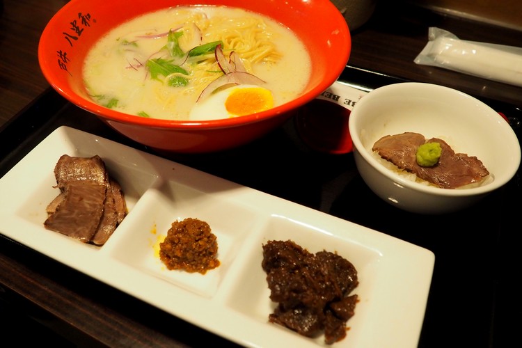 ramen with kobe beef variety at Kobe ramen restaurant in Japan