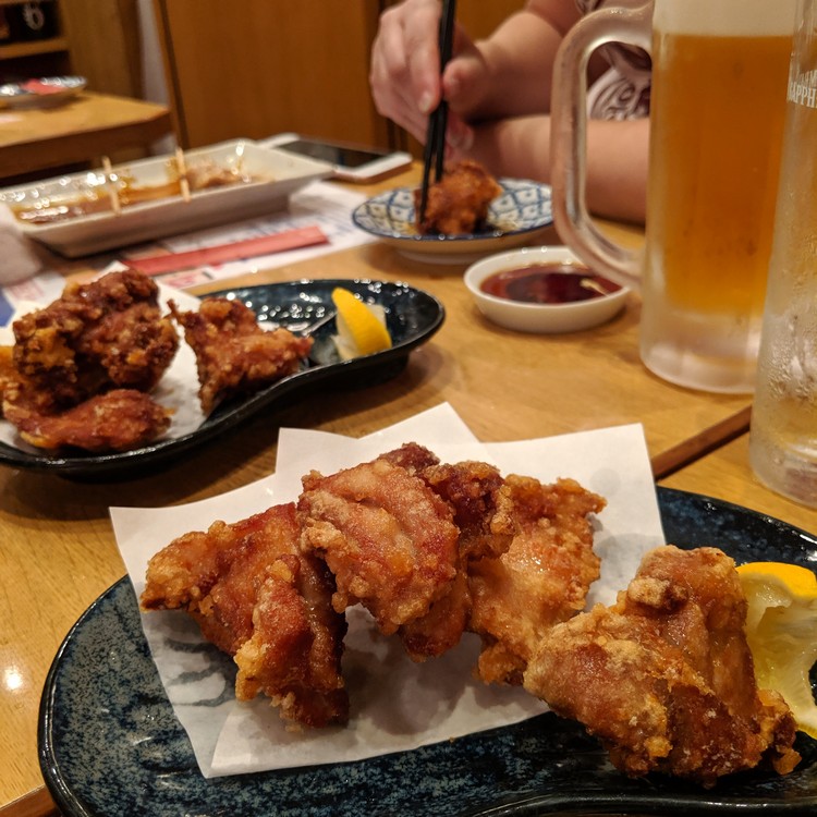 chicken karaage dish served at Japanese restaurant in Kobe Japan. Popular food in Japan for tourists