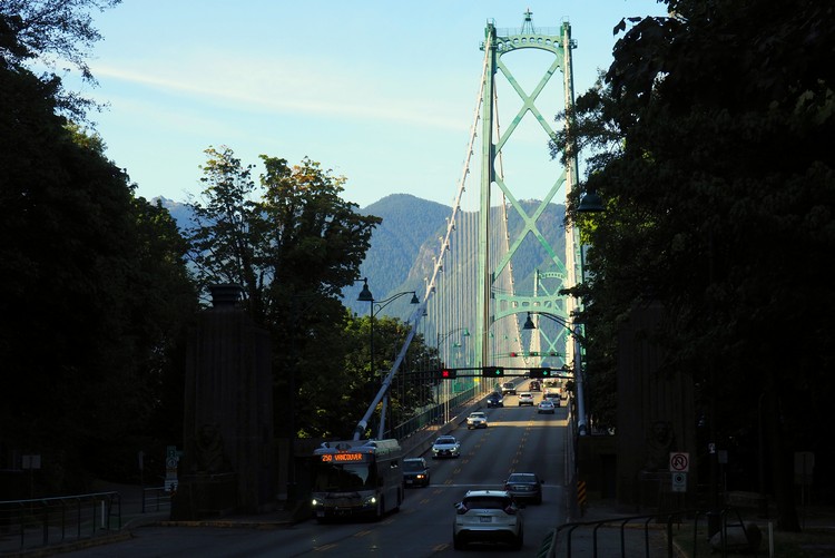 south side of the Lions Gate Bridge facing North Vancouver BC