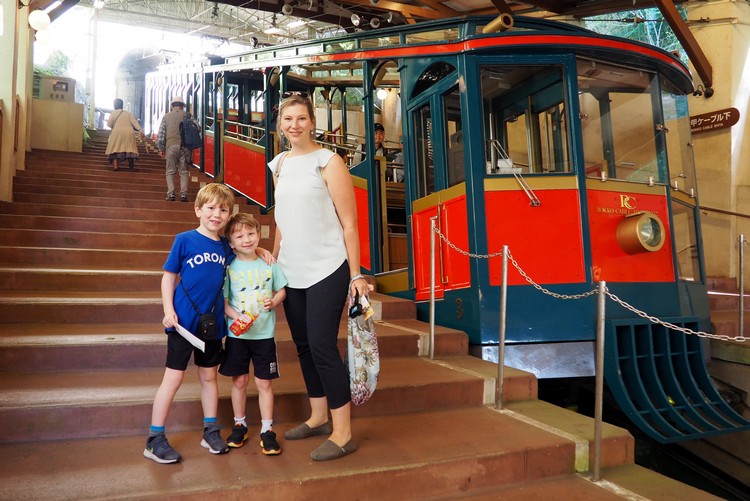 The train at Mount Rokko Cable Car in Kobe Japan