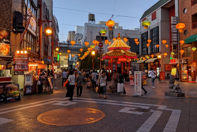 The gazebo in Nankinmachi Square in Kobe Chinatown - things to do in Kobe Japan