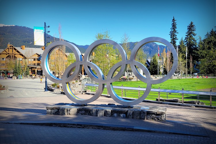 Olympic Rings in Whistler Village near Brewpub