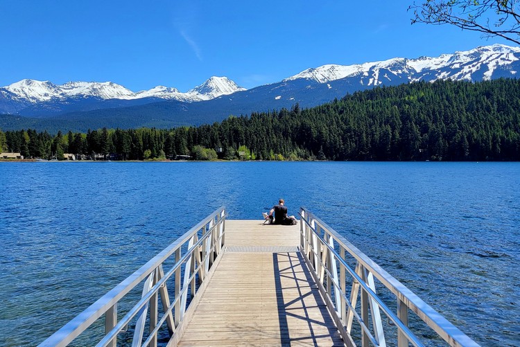 Views of the mountains from Rainbow Park at Alta Lake