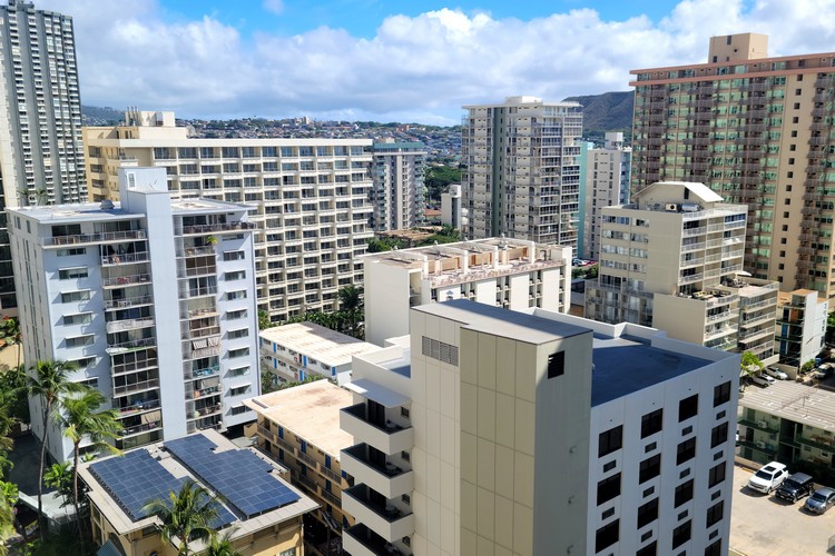 apartment buildings at Waikiki Beach Honolulu Oahu